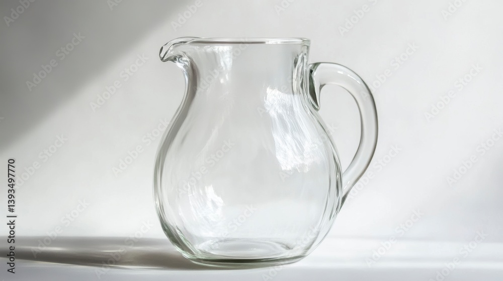 Empty clear glass pitcher on white background. Empty clear glass pitcher on white background.