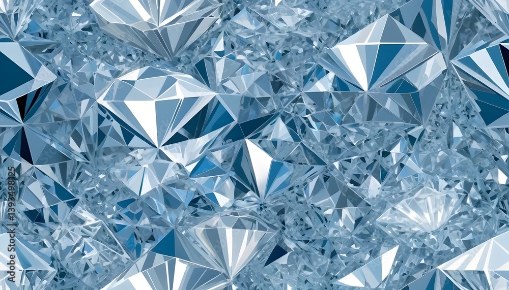 Abstract Background, Shimmering Crystals, Silver And Blue. Geometric Design For Modern Projects. Creates Visual Interest. Diamond Facets Reflect Light. Sophisticated Texture For Creative Uses. Elegant Abstract Background, Shimmering Crystals, Silver And Blue. Geometric Design For Modern Projects. Creates Visual Interest. Diamond Facets Reflect Light. Sophisticated Texture For Creative Uses. Elegant