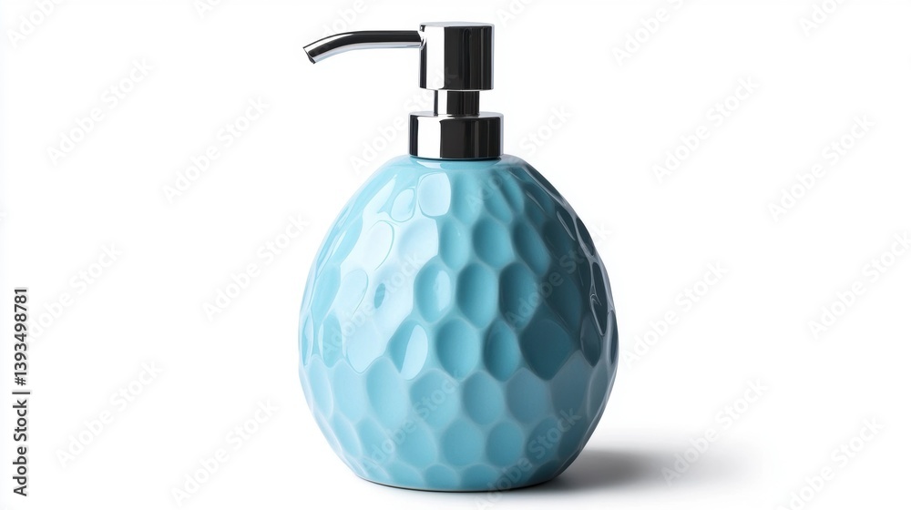 Obraz premium Light blue ceramic soap dispenser with chrome pump.
