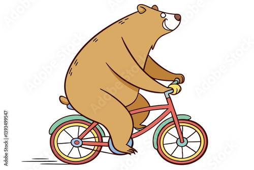 Trained Bear Riding Bicycle Simple Vector Design