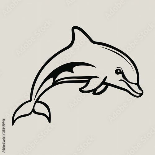 Elegant Dolphin Line Art Illustration with Streamlined Design