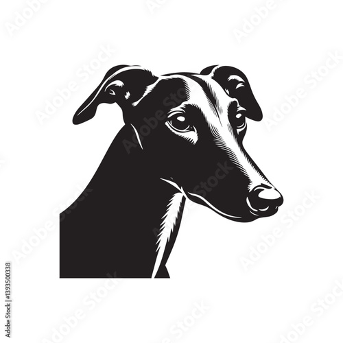 Whippet Dog Vector Silhouette, Sleek Canine Outline, Elegant Speedster Art for Pet Lovers, Logos, Stickers, Apparel, Digital Prints, Crafts, and Posters.