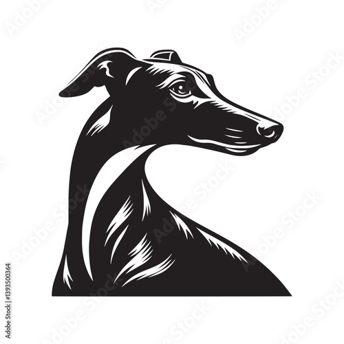 Whippet Dog Vector Silhouette, Sleek Canine Outline, Elegant Speedster Art for Pet Lovers, Logos, Stickers, Apparel, Digital Prints, Crafts, and Posters.