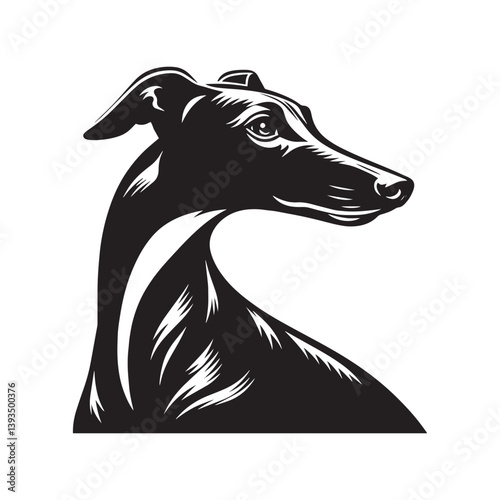 Whippet Dog Vector Silhouette, Sleek Canine Outline, Elegant Speedster Art for Pet Lovers, Logos, Stickers, Apparel, Digital Prints, Crafts, and Posters.