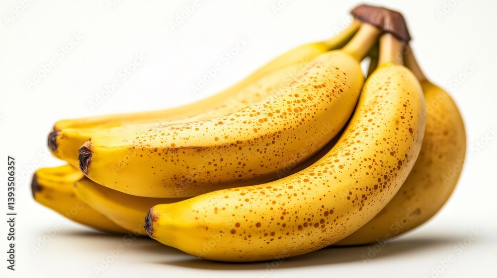 Bunch of Ripe Bananas with Brown Spots on a White Background Bunch of Ripe Bananas with Brown Spots on a White Background