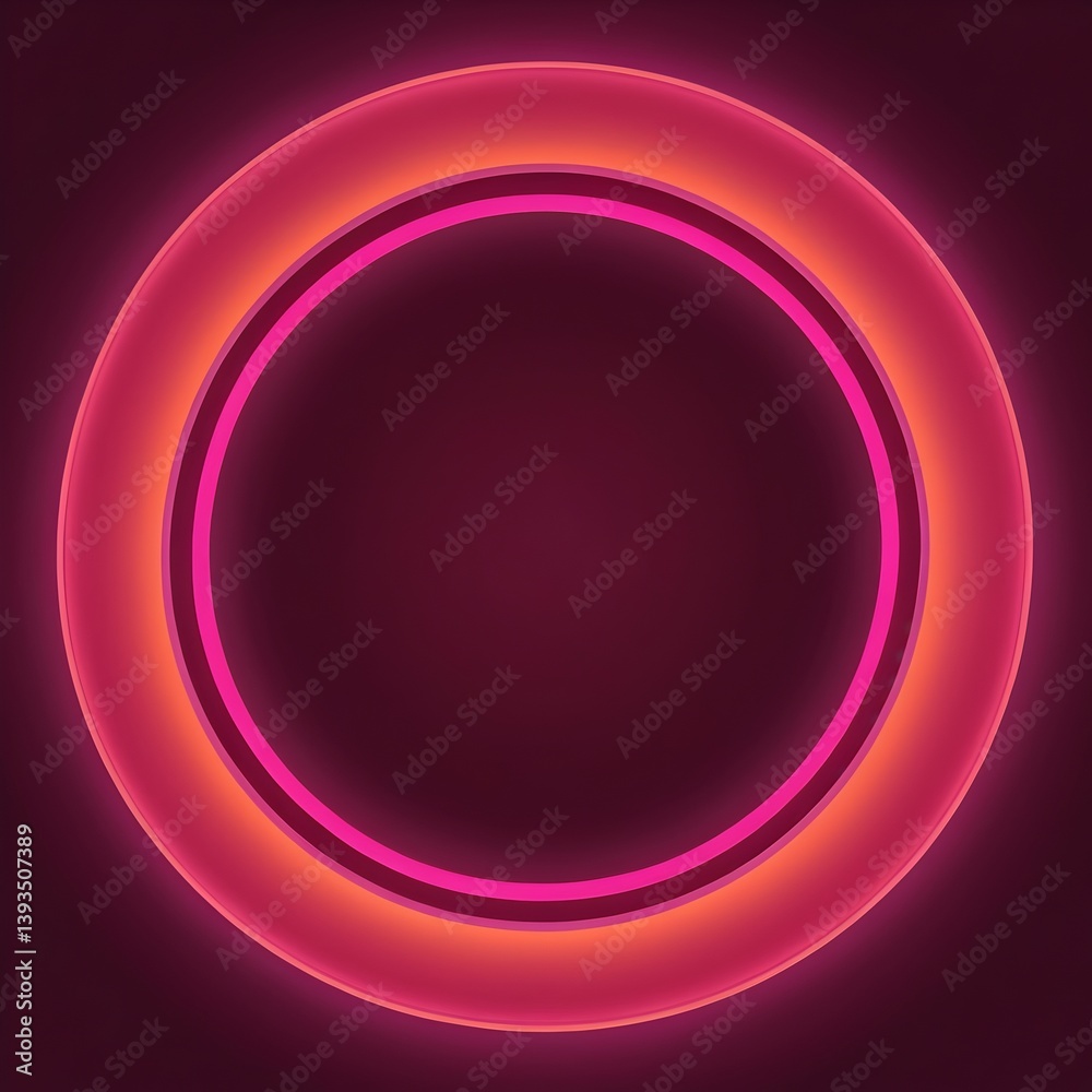 Obraz premium bright pink orange neon ring with soft lighting for use in abstract templates and visual identity design