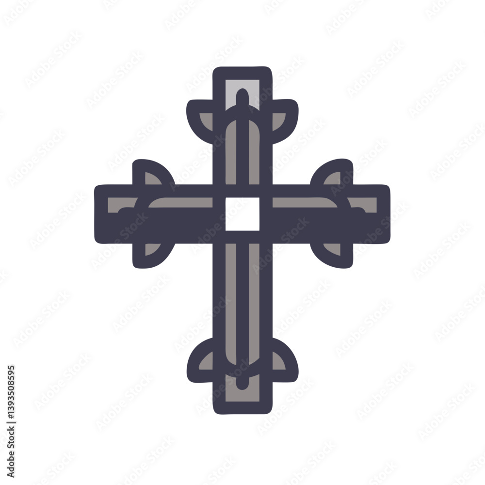 Decorative Cross Icon for Christian Funerals, Religious Symbols, and Headstone Designs Decorative Cross Icon for Christian Funerals, Religious Symbols, and Headstone Designs