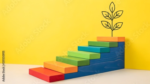 Block Staircase to Plant on Yellow

