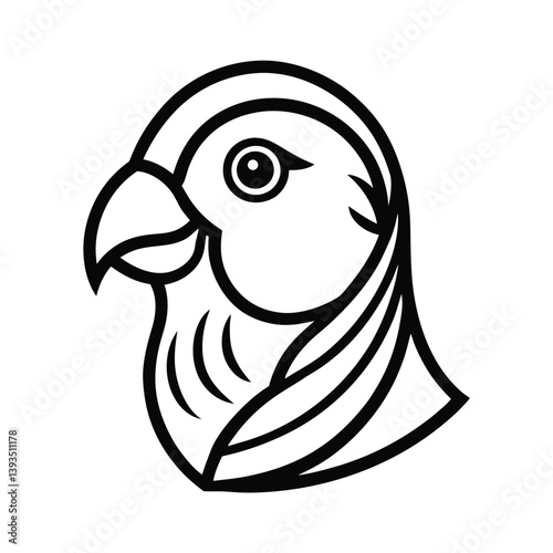 Lovebird Head Vector Outline Design.