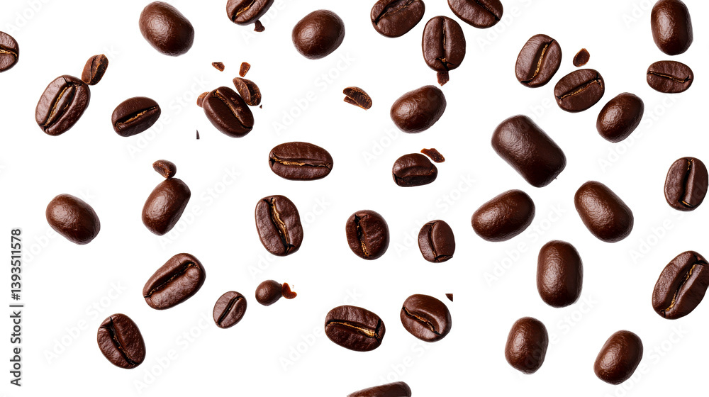 Coffee beans falling, dark roast, food photography, ingredient, cut out transparent Coffee beans falling, dark roast, food photography, ingredient, cut out transparent