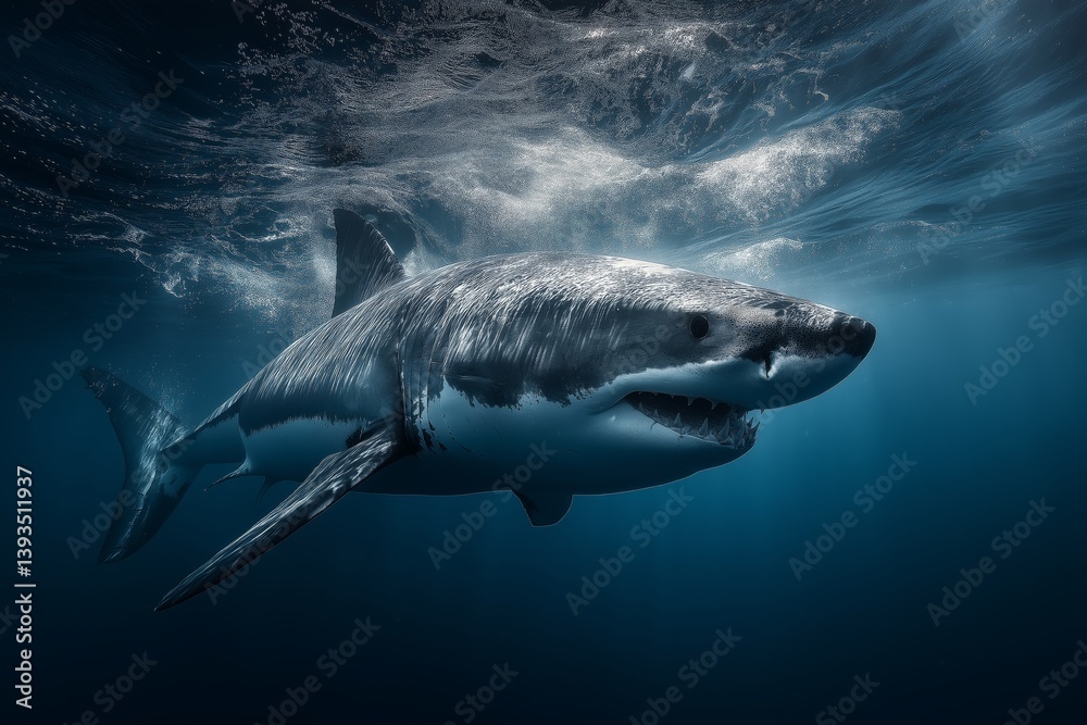 Fototapeta premium Great White Shark Underwater
