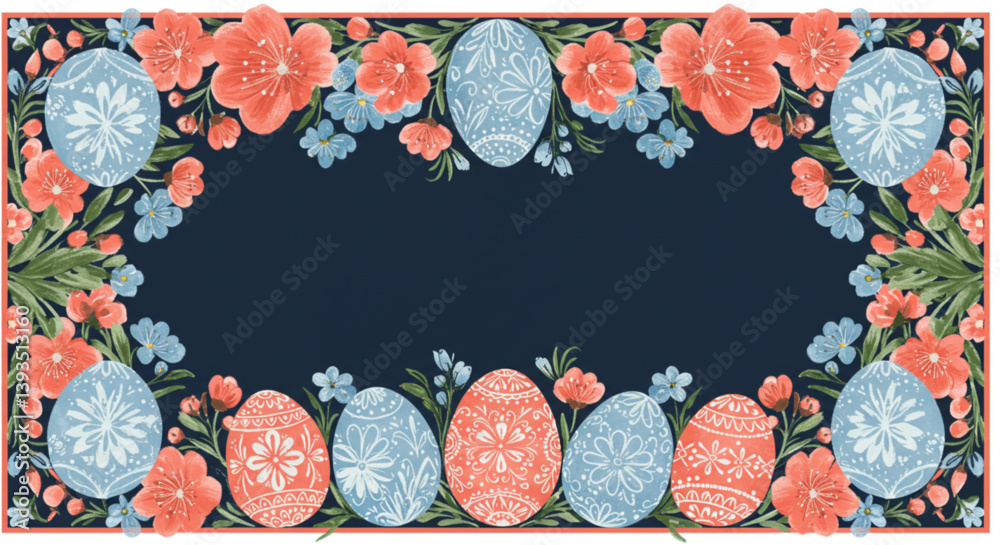 custom made wallpaper toronto digitalEaster floral frame with decorated eggs