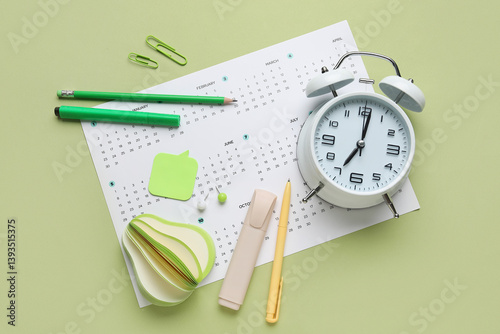 Calendar with alarm clock a...