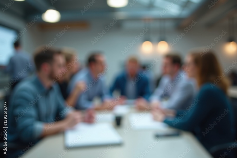 Team members collaborate during a strategy session blur, Team members collaborate during a strategy session blur,