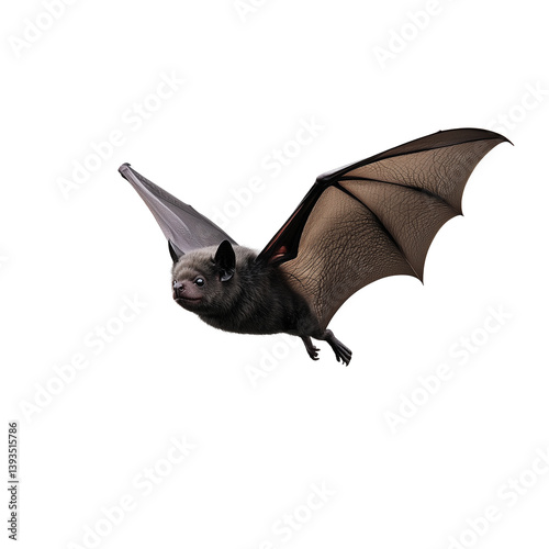 Obraz na płótnie Bat with brown wings flying mid air, head facing forward, transparent background w salonie
