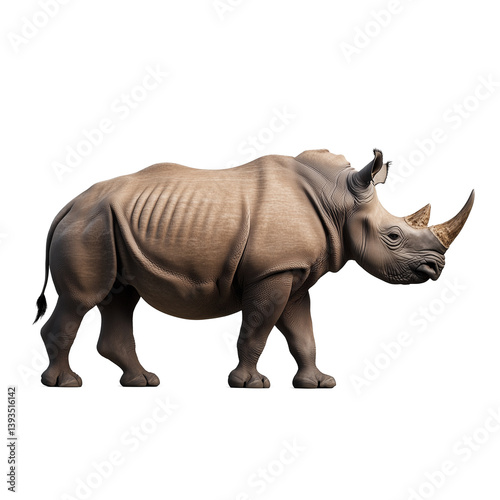 Obraz na płótnie Rhinoceros walking forward with its head slightly turned, transparent background w salonie