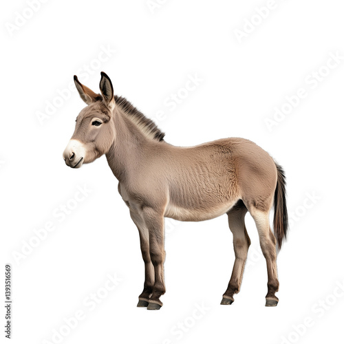Obraz na płótnie Donkey standing with light gray fur and a neutral pose, transparent background w salonie