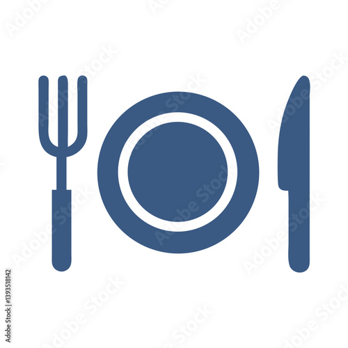 Dish, Fork, and Knife Icon Vector Design