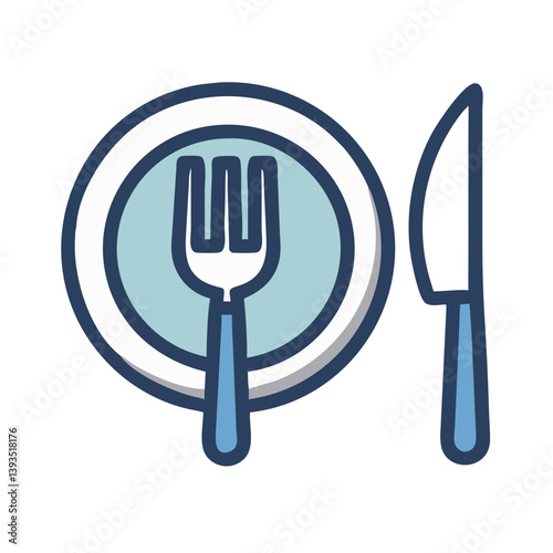 Dish, Fork, and Knife Icon Vector Design