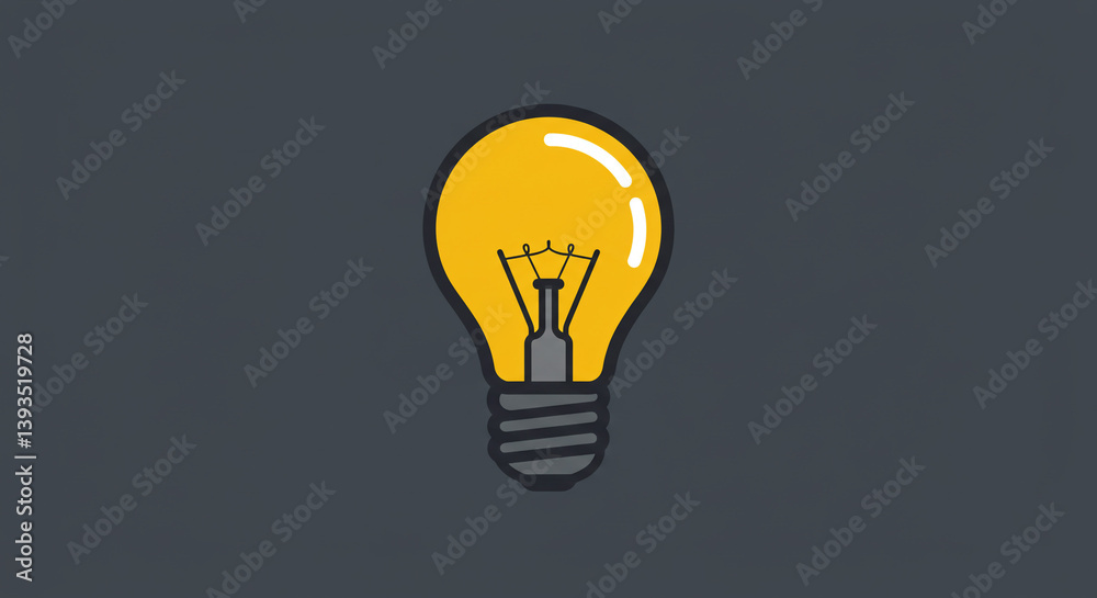 A bright yellow lightbulb illuminating a moment of brilliant inspiration against a dark gray background. A bright yellow lightbulb illuminating a moment of brilliant inspiration against a dark gray background.