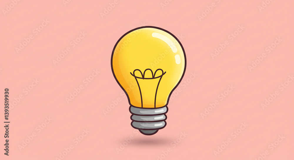 A bright, cheerful lightbulb symbolizing a brilliant idea, glowing with optimism against a soft pink background. A bright, cheerful lightbulb symbolizing a brilliant idea, glowing with optimism against a soft pink background.
