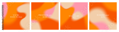 Abstract Summer Gradients. Vector Background with Color Shape Gradient. Modern Fluid Posters. Bright Pink, Yellow and Orange Patterns