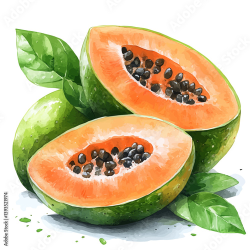 Fruit, watercolor illustration, isolated on a white background.

