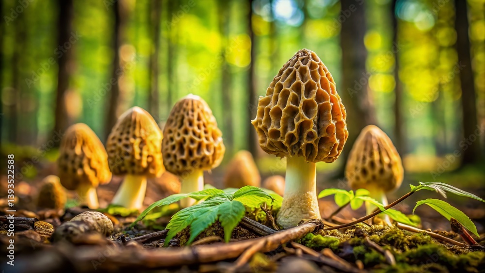 A Delicate Delight Closeup View of Morel Mushrooms Morchella esculenta in Natures Bounty A Foraging Adventure