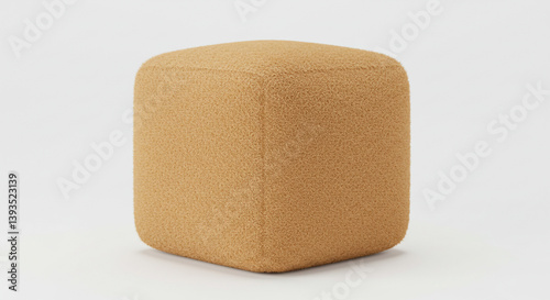 A cozy cube ottoman, perfect for adding a touch of warmth and texture to any room, in a soft, golden hue.