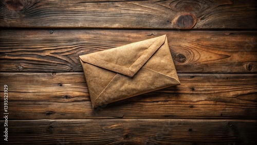 Obraz na płótnie Intriguing Brown Envelope Resting on a Rustic Wooden Table A Stock Photo for Creative Projects w salonie
