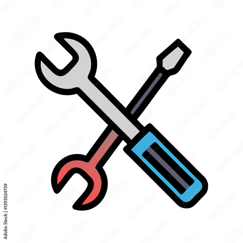 Wrench and Screwdriver Vector Icon for Tools and Repair Services Wrench and Screwdriver Vector Icon for Tools and Repair Services