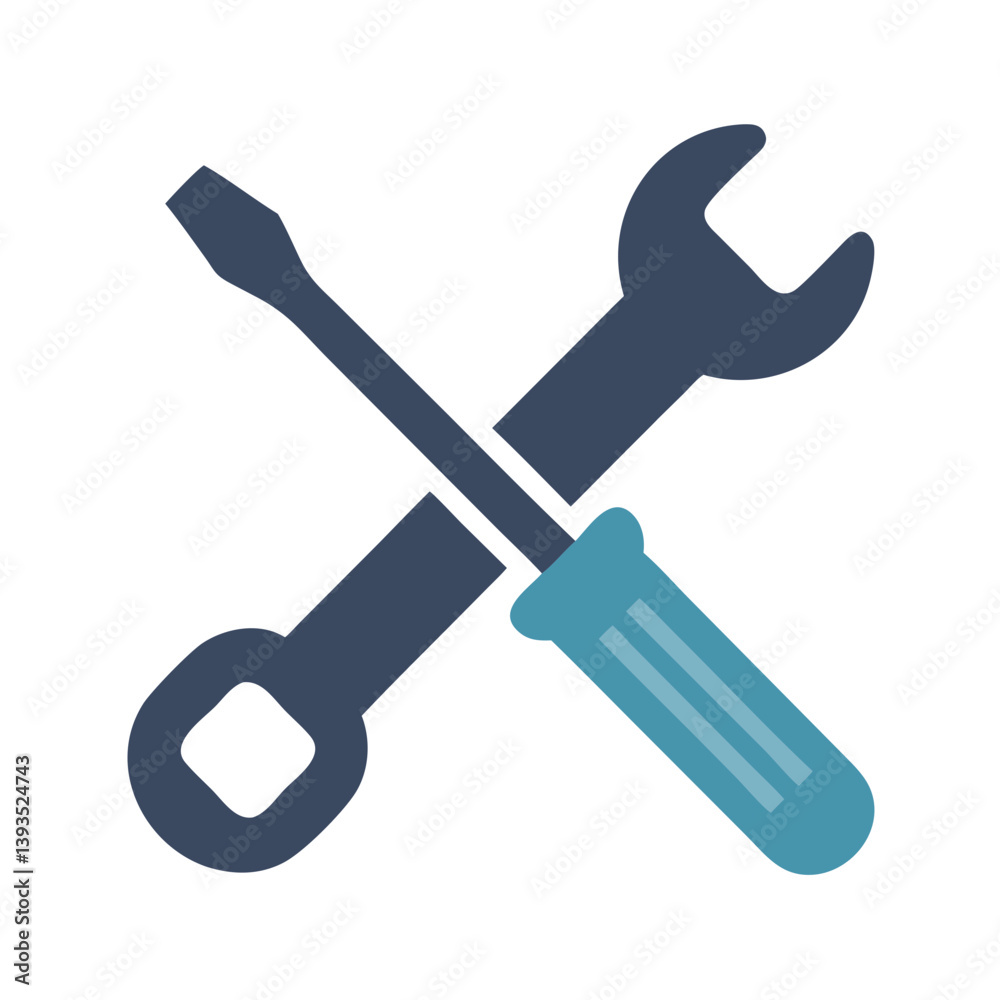 Wrench and Screwdriver Vector Icon for Tools and Repair Services Wrench and Screwdriver Vector Icon for Tools and Repair Services