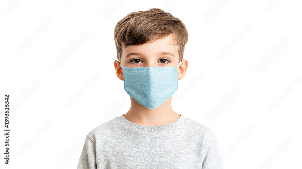Boy wearing a blue surgical face mask, cutout transparent Boy wearing a blue surgical face mask, cutout transparent