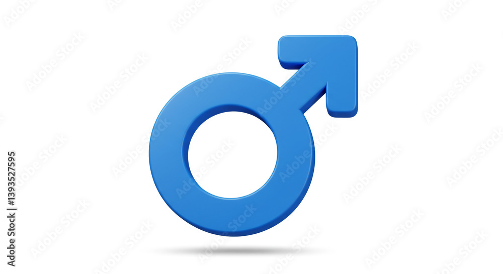 A vibrant blue male symbol, representing strength and masculinity, rendered in a bold 3D style against a clean white background. A vibrant blue male symbol, representing strength and masculinity, rendered in a bold 3D style against a clean white background.