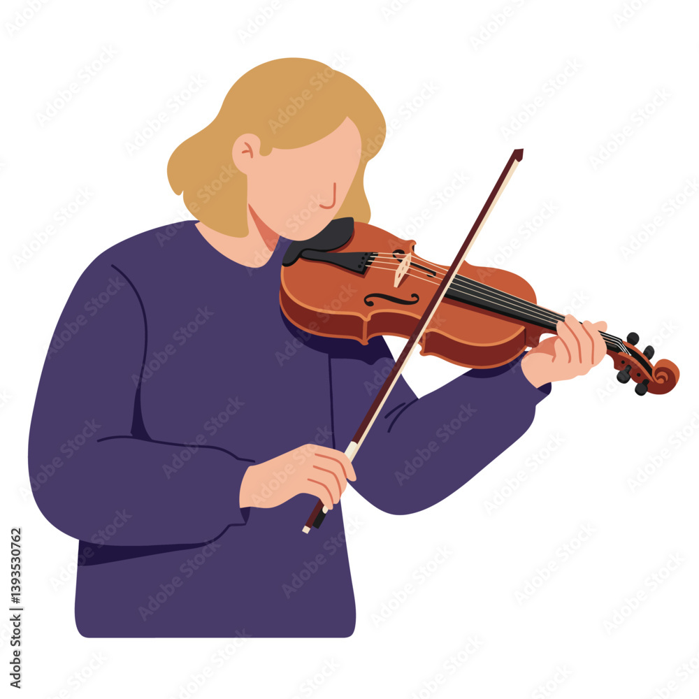 Person playing violin in minimal style showcasing detailed vector art Person playing violin in minimal style showcasing detailed vector art
