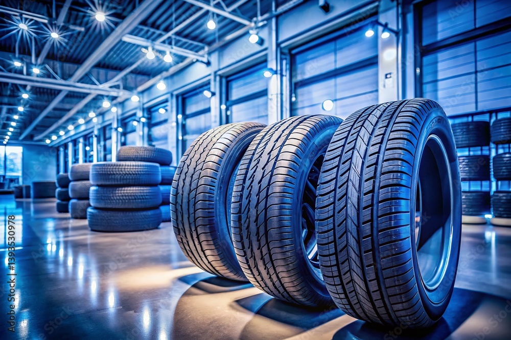 Obraz premium Upgrade Your Ride with Stylish Modern Tires on Sale at a Premier Tire Shop