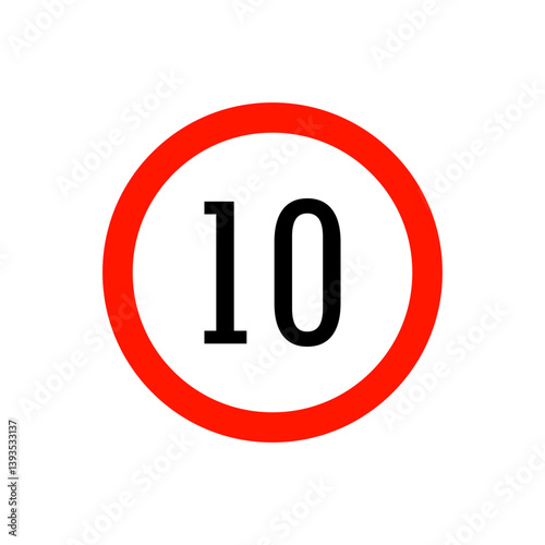 Speed limit road sign from the prohibitory group. Circle with a red border, white background and a number inside. For use in design, in traffic safety applications, for infographics, for maps.