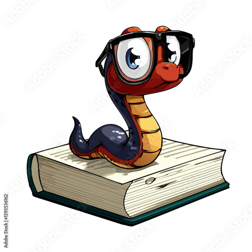 VECTOR ILLUSTRATION OF A BOOKWORM