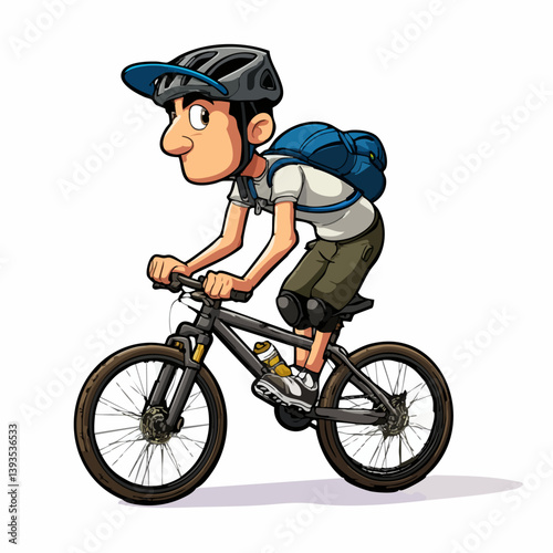 VECTOR ILLUSTRATION OF A MOUNTAIN BIKER