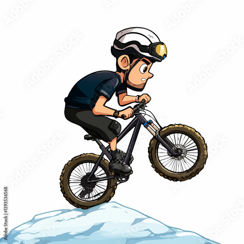 VECTOR ILLUSTRATION OF A MOUNTAIN BIKER
