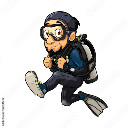 VECTOR ILLUSTRATION OF A SCUBA DIVER