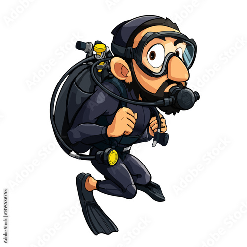VECTOR ILLUSTRATION OF A SCUBA DIVER