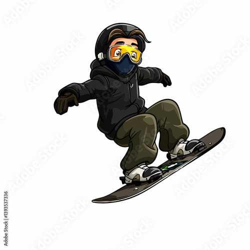 VECTOR ILLUSTRATION OF A SNOWBOARDER