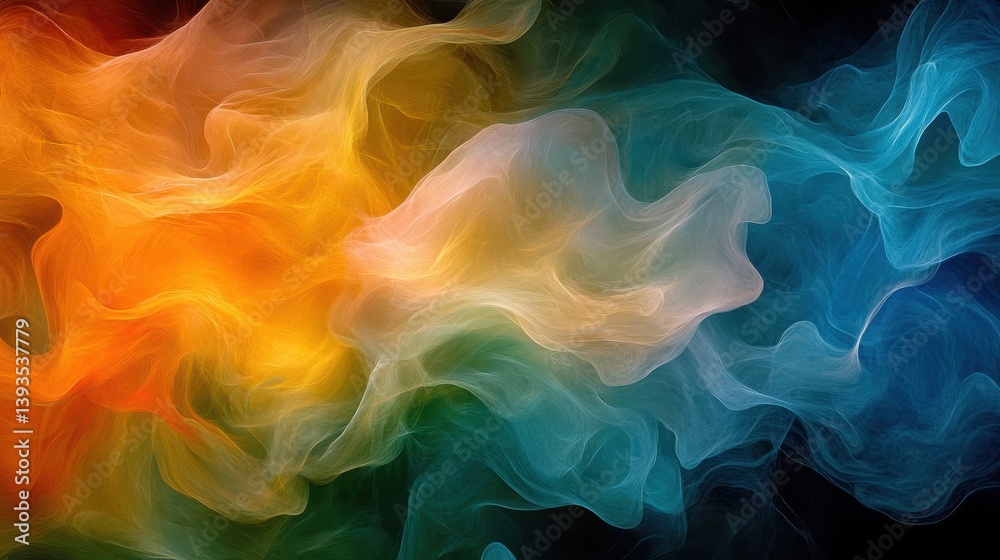 Obraz premium Colorful smoke swirls, abstract background, vibrant hues, design element