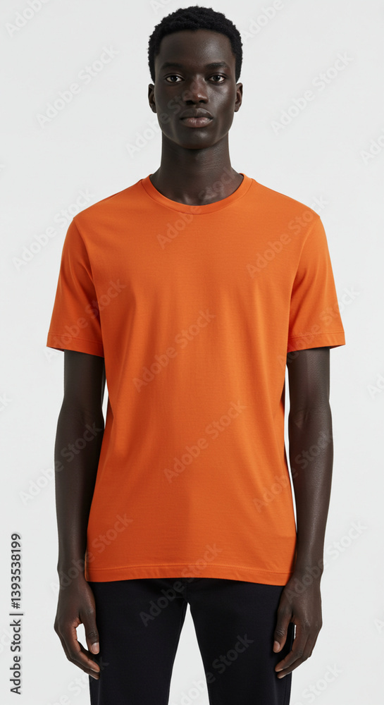 Fototapeta premium A model wearing a plain t-shirt. Generative AI