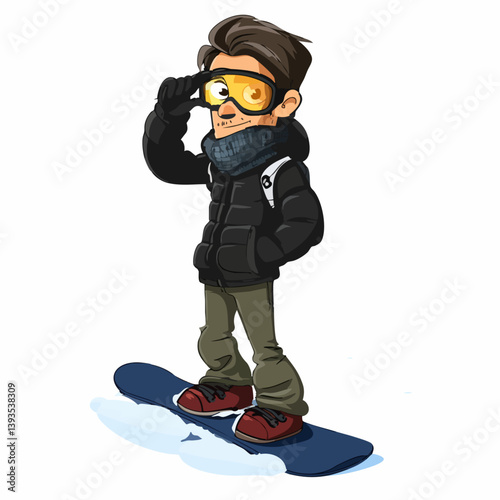 VECTOR ILLUSTRATION OF A SNOWBOARDER