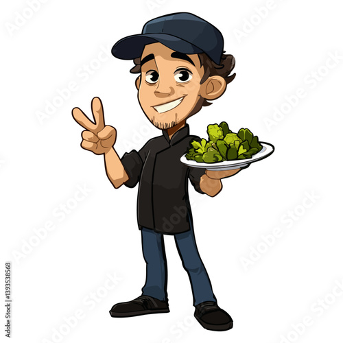 VECTOR ILLUSTRATION OF A VEGAN CHEF