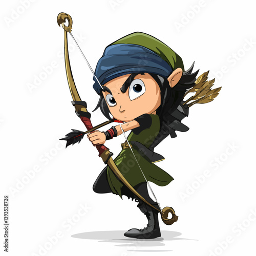 VECTOR ILLUSTRATION OF AN ELF ARCHER