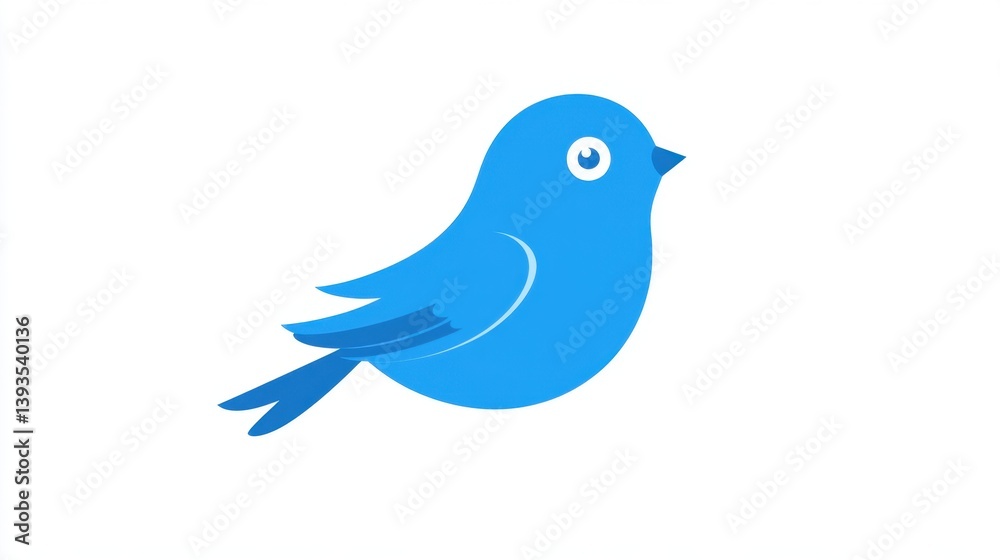 A simplified, bright blue bird illustration, reminiscent of the former Twitter logo, with a curved beak and streamlined shape
