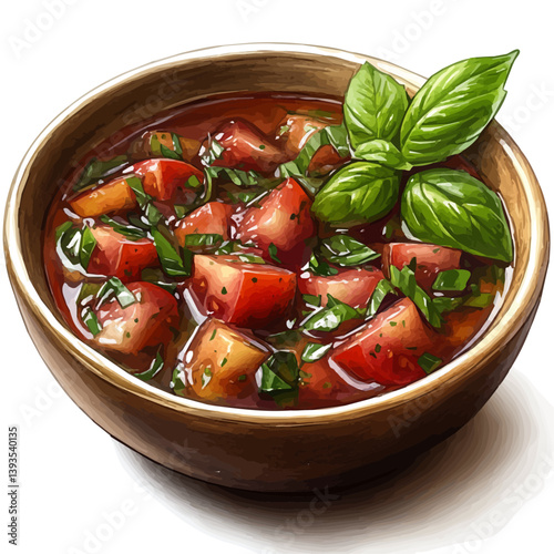 Borscht, watercolor illustration, isolated on a white background.

